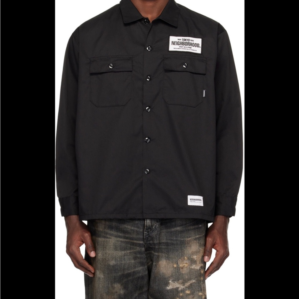 ✨ Like New Neighborhood Black Logo Patch Shirt Jacket ✨